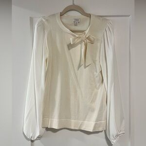 Jcrew Factory White Tie-Neck Blouse